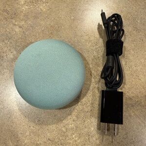 Google Home Mini H0A Smart Speaker Google Assistant Aqua w/ Power Adapter TESTED